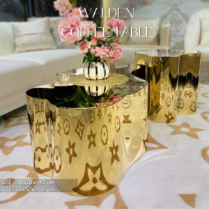 โต๊ะกลางสีทองทรงโค้งมนทันสมัย เฟอร์นิเจอร์หรูหราสไตล์อิตาลี