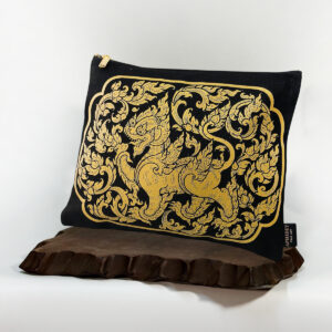Collection กระเป๋าผ้าลายไทย สีดำลายสิงห์ (clutch bag)