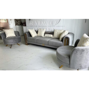 ชุดโซฟา Premium รุ่น Gabela หุ้มด้วยผ้ากำมะหยี่ สีเทา